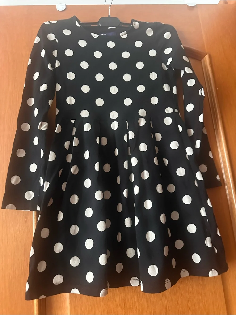 GapKids Girls Black Polka Dot Long Sleeve Fit-and-Flare Dress size M(8)